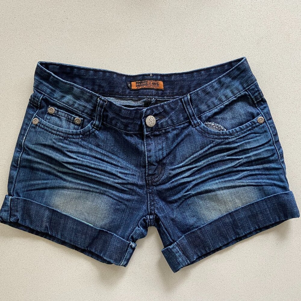 MA YING JEANS FUSHI blue denim Shorts, Large